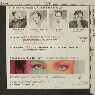 A Flock of Seagulls: Transfer Affection / I Ran (Live), Jive(6.13876 AC), D, 1983 - 7inch - T3710 - 2,50 Euro