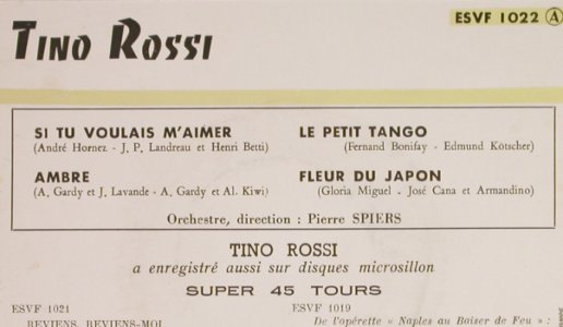 Rossi,Tino: Si Tu Voulais M'Aimer, Columbia(ESVF 1022), F,  - EP - S8572 - 4,00 Euro