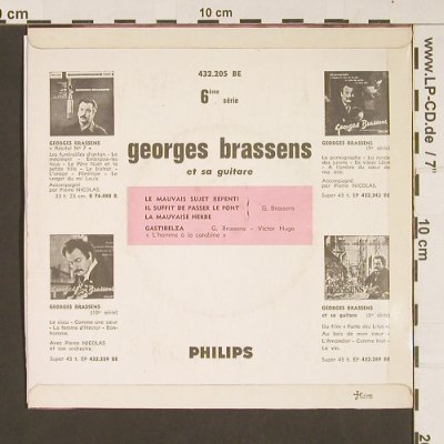 Brassens,Georges: La mauvaise herbe, vg+/m-, Philips Medium(432.205 BE), F, Mono,  - EP - S8831 - 5,00 Euro