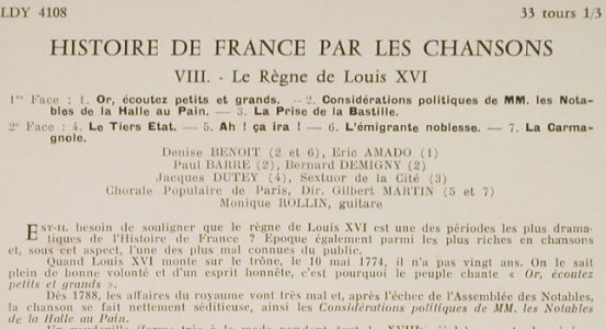 Vernillat,France & Barbier,Pierre: Histoire De France Par Les Chansons, Le chant,No.8,33rpm(LDY-4108), F,  - EP - S9960 - 3,00 Euro