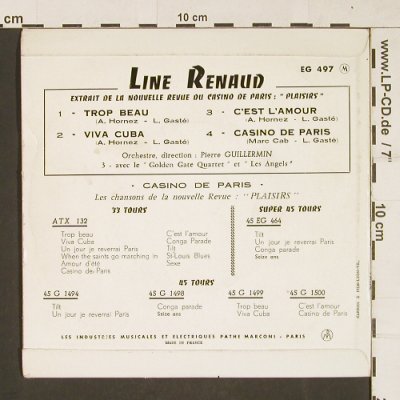 Line Renaud: Dans Plaisirs (Casino de Paris), Pathé(EG 497), F,  - EP - S9962 - 4,00 Euro