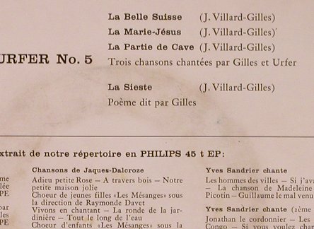 Gilles et Urter: Nr.5, m-/vg+, Philips(421 368 PE), F,  - EP - T4442 - 4,00 Euro