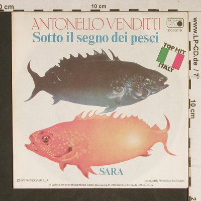 Venditti,Antonello: Sotto il segno dei pesci, Metron.(0030.119), D, 1978 - 7inch - T889 - 2,00 Euro
