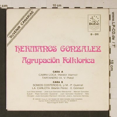 Hermanos Gonzalez: Agrupacion Folkloria, DisCan(D-011), E, 1974 - EP - T1088 - 3,00 Euro