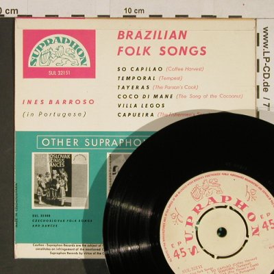 Barroso,Ines: Brazilian Folk Songs, Supraphon(SUL 32151), CSSR,  - EP - T708 - 3,00 Euro