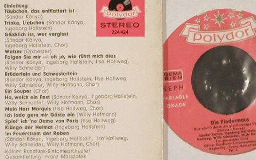 Strauß,Johann: Die Fledermaus (Querschnitt), Polydor(224 424), D, 1963 - EP - S9635 - 3,00 Euro