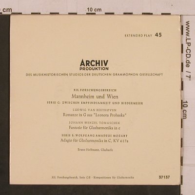 Beethoven,Ludwig van/J.W.Tomaschek: Romanze G/Fantasie f Glasharmonika, Archiv(37 137), D, 1963 - EP - T4370 - 9,00 Euro