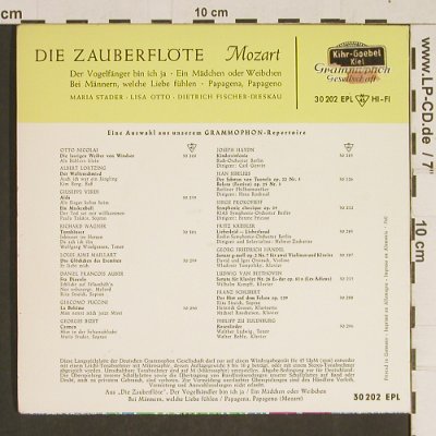 Mozart,Wolfgang Amadeus: Die Zauberflöte (4 Arien), Deutsche Grammophon(30 202 EPL), D, 1959 - EP - T517 - 4,00 Euro