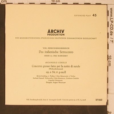 Corelli,Arcangelo: Das italienische Settecento, Archiv Produktion(37 062), D, 1963 - EP - T5411 - 7,50 Euro