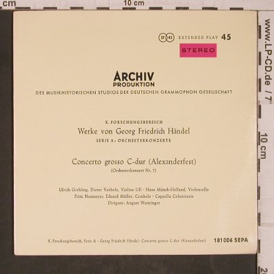 Händel,Georg Friedrich: Werke von,Concerto gr.Alexanderfest, Archiv Produktion(181 006 SEPA), D, 1961 - EP - T5412 - 5,00 Euro