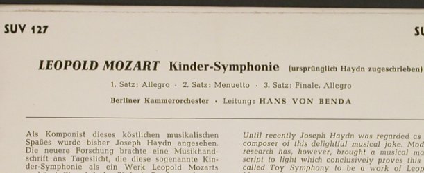 Mozart,Leopold: Kinder-Symphonie, Telefunken(SUV 127), D,  - EP - T780 - 3,00 Euro