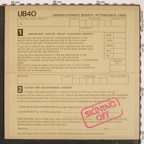 UB 40: Signing Off+7"don't walk on t.Grass, Graduate (INT 166.700), D, 1980 Typ: LP/12" Best.-Nr.: V3704 Preis: 20,00 Euro