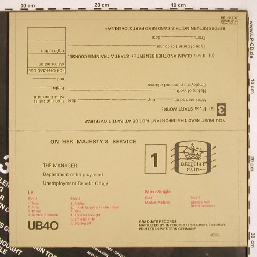 UB 40: Signing Off+7"don't walk on t.Grass, Graduate (INT 166.700), D, 1980 Typ: LP/12" Best.-Nr.: V3704 Preis: 20,00 Euro