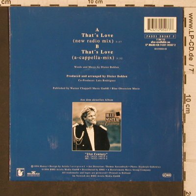 Blue System: That's Love - Only Cover, Hansa(743212050776), D, 1994 - Cover - T5758 - 2,50 Euro