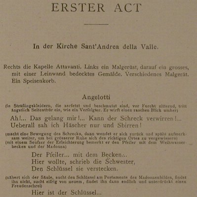 Puccini, Giacomo: Tosca - deutsch von Max Kalbeck, G. Ricordi & Co.(), D, 1899 - Heft - 40076 - 3,00 Euro