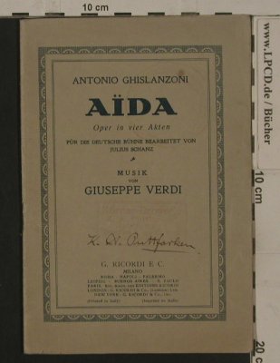 Verdi,Giuseppe: Aida - deutsch von Julius Schanz, G. Ricordi & Co.(), D,  - Heft - 40077 - 3,00 Euro