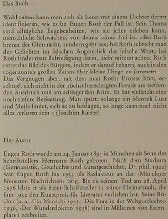 Roth,Eugen: So ist das Leben - Verse und Prosa, dtv(3-423-00908-x), D, 1994 - TB - 40084 - 2,50 Euro