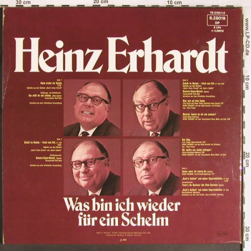 Erhardt,Heinz: Was bin ich wieder für ein Schelm, Telefunken(6.28019 DP), D, Foc, 1972 - 2LP - E5189 - 6,00 Euro