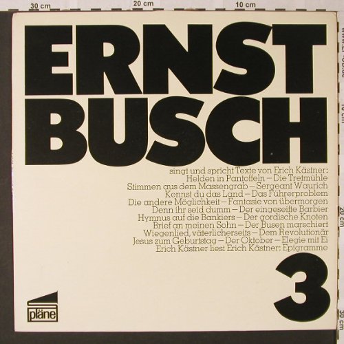 Busch,Ernst: 3, singt und spricht..Erich Kästner, Pläne(S 77103), D,  - LP - E8811 - 4,00 Euro