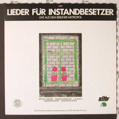 V.A.Lieder für Instandbesetzer: Live aus dem Berliner Metropol, Mood/Zitty(24 999), D,Booklet, 1981 - LP - E8923 - 6,00 Euro