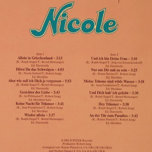 Nicole: Gesichter der Liebe, Jupiter(827 332-1), D, 1985 - LP - E9643 - 5,00 Euro
