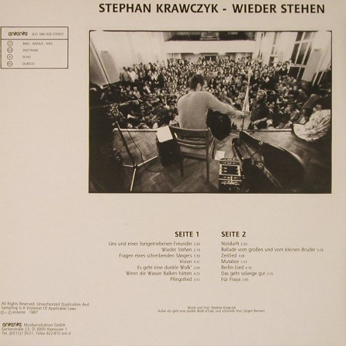 Krawczyk,Stephan: Wieder Stehen, Foc, Entente(833 086-928), D, 1987 - LP - F3173 - 5,00 Euro