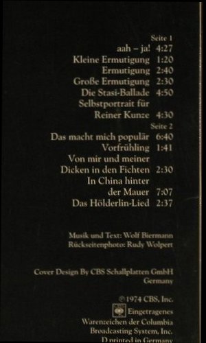 Biermann,Wolf: Aah-Ja!, CBS(80 188), D, 1974 - LP - F3843 - 5,00 Euro