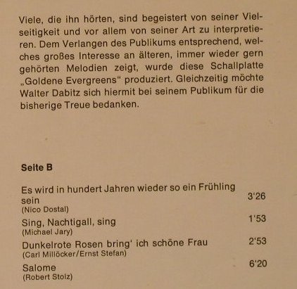 Dabitz,Walter: Goldene Evergreens, DK-tonstudio(DK 1023), D,  - LP - F3937 - 5,50 Euro