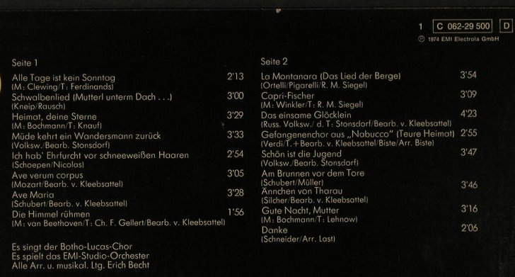 Heino: Sonntagskonzert, EMI(C 062-29 500), D, 1974 - LP - F4192 - 4,00 Euro