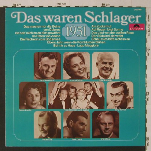 V.A.Das Waren Schlager: 1951, 12 Tr., Polydor(2459 009), D,  - LP - F5407 - 4,00 Euro