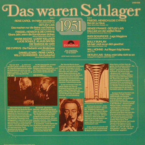 V.A.Das Waren Schlager: 1951, 12 Tr., Polydor(2459 009), D,  - LP - F5407 - 4,00 Euro