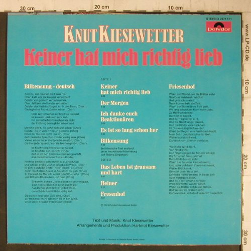 Kiesewetter,Knut: Keiner hat mich richtig lieb, Polydor(2371 511), D, 1974 - LP - F574 - 5,50 Euro