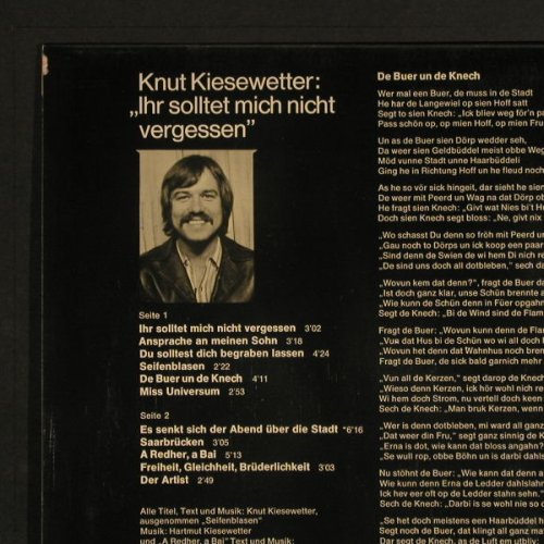 Kiesewetter,Knut: Ihr solltet mich nicht vergessen, BASF(20 21733-7), D, 1973 - LP - F6136 - 9,00 Euro