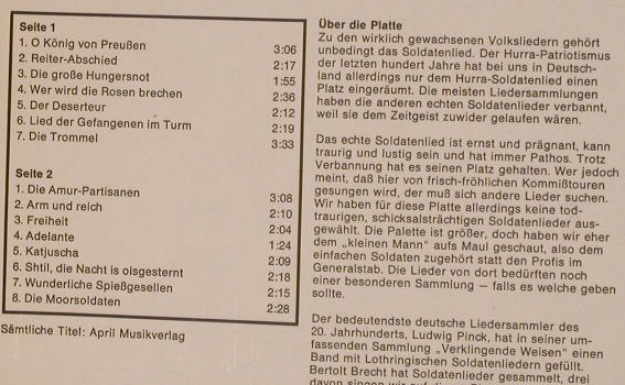 Hein & Oss: Soldatenlieder, CBS(S 62909), NL, 1973 - LP - F6149 - 7,50 Euro