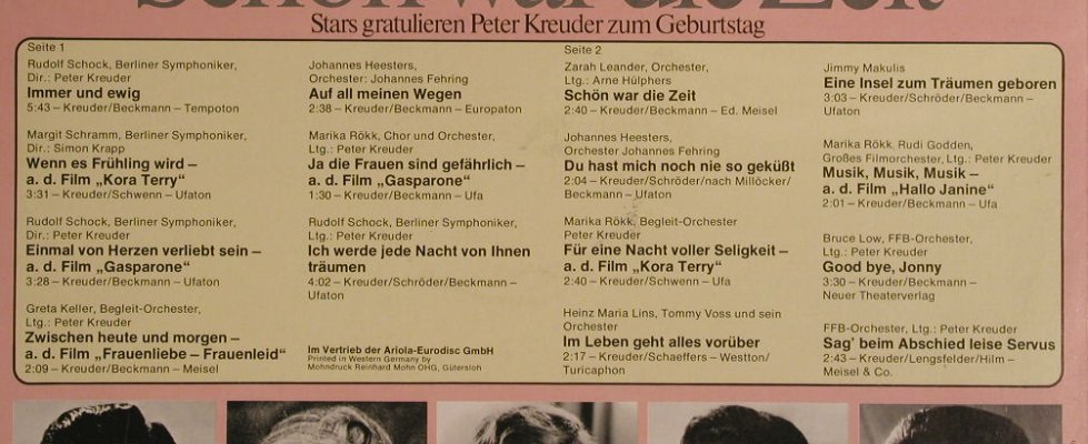 V.A.Schön war die Zeit: Stars gratulieren Peter Kreuder.., Ariola(89 324 OU), D, 1975 - LP - F6909 - 5,00 Euro
