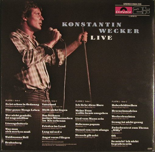 Wecker,Konstantin: Live, Foc, Polydor(2664 239), D, 1979 - 2LP - F7776 - 7,50 Euro