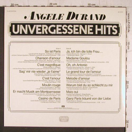 Durand,Angele: Unvergessene Hits,Club Edition, EMI(46 329 9), D,  - LP - F8313 - 5,00 Euro