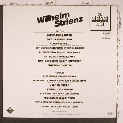 Strienz,Wilhelm: Die Weisse Serie (1968), Telefunken(6.25 236 AF), D, Ri, 1982 - LP - F8318 - 4,00 Euro