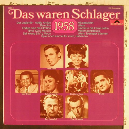 V.A.Das Waren Schlager: 1958, 12 Tr., Club Sonderauflage, Polydor(32 208-1), D,  - LP - F8629 - 4,00 Euro