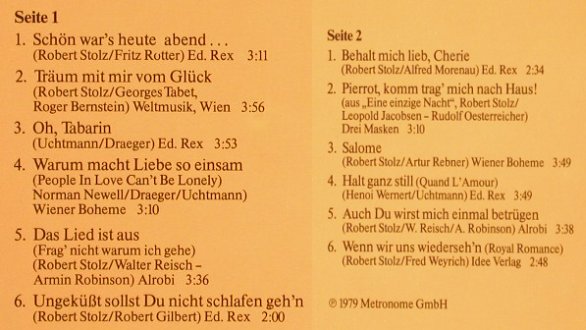 Milva: singt Robert Stolz, Schön war's..., Metronome(38 837 1), D,Club Ed., 1979 - LP - F8642 - 6,00 Euro