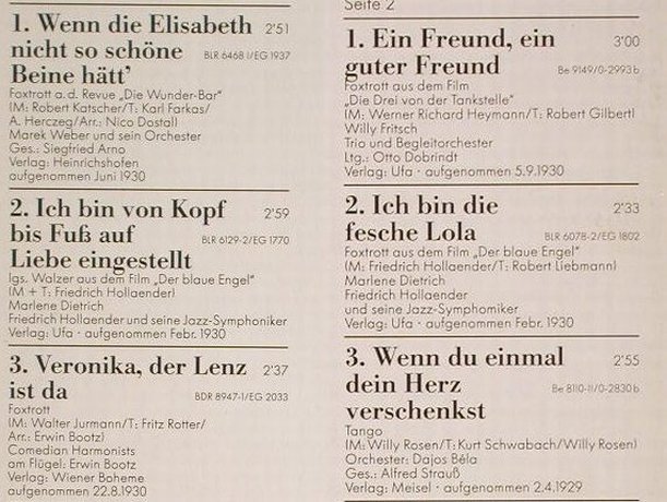 V.A.Schlagerparade: 1930, Dietrich ,Harvey, Fritsch..., Der goldene Trichter(15 6303 1), D,  - LP - F9686 - 5,00 Euro