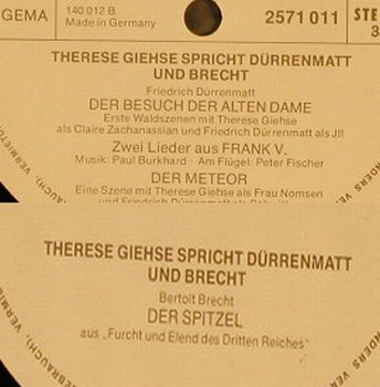 Giehse,Therese: spricht Dürrenmatt u.Brecht,wMuster, Heliodor Bibliothek(2571 011), D, NoCover, 1968 - LP - H2274 - 4,00 Euro