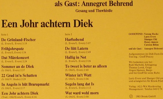 Godewind: Een Johr Achtern Diek, Autogramme, Brook(6 502), D, 1983 - LP - H2475 - 12,50 Euro