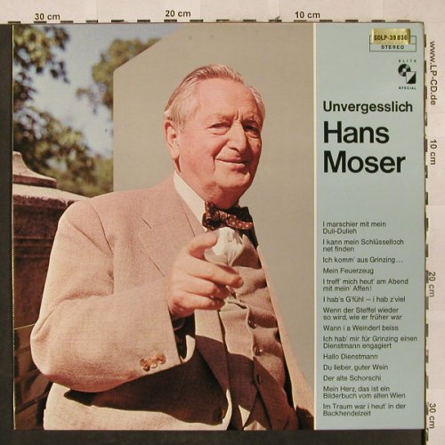 Moser,Hans: Unvergesslich, Elite Special(SOLP-30 036), CH, Ri,  - LP - H2609 - 5,00 Euro