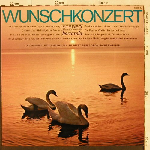 V.A.Wunschkonzert: Ilse Werner,Heinz Maria Lins..., Baccarola(71 435 ZU), D,  - LP - H3187 - 5,50 Euro