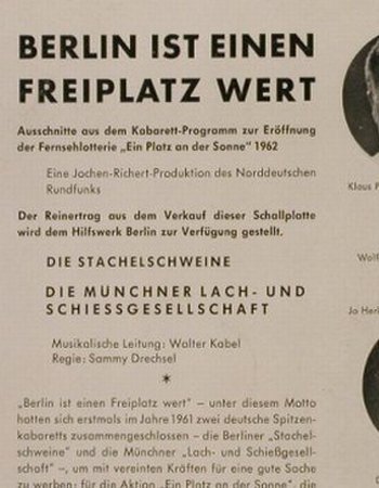 Stachelschweine/Münchener Lach...: 1962Berlin Ist Einen Freiplatz Wert, Philips(P 48 053 L), D,vg+/VG+, 1962 - LP - H4232 - 10,00 Euro