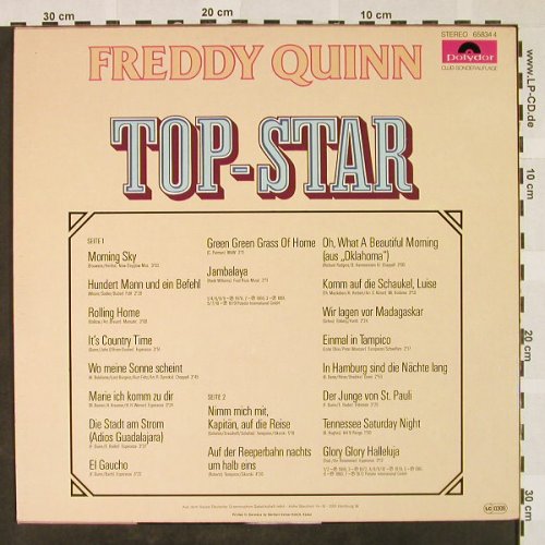 Quinn,Freddy: Top-Stars, Club-Sonderaufl., Polydor(65834 4), D,  - LP - H4438 - 6,00 Euro