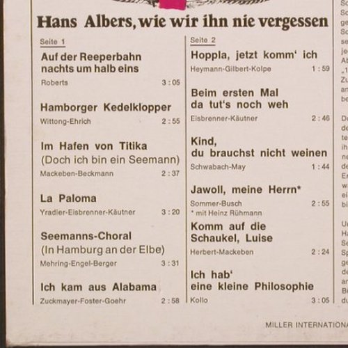 Albers,Hans: Der Blonde Hans, Sonic(131 012.7), D,  - LP - H8003 - 6,00 Euro