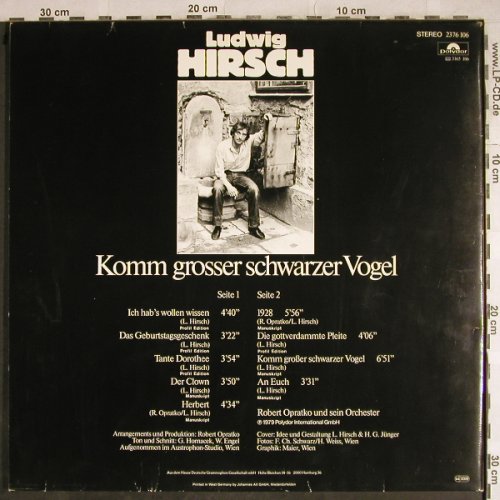 Hirsch,Ludwig: Komm grosser schwarzer Vogel, Foc, Polydor(2376 106), D, 1979 - LP - H8382 - 4,00 Euro