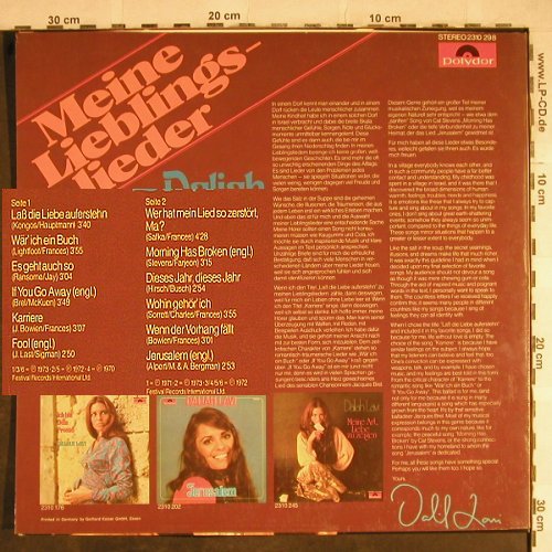 Lavi,Daliah: Meine Lieblingslieder, Polydor(2310 298), D, 1970 - LP - H8533 - 5,00 Euro